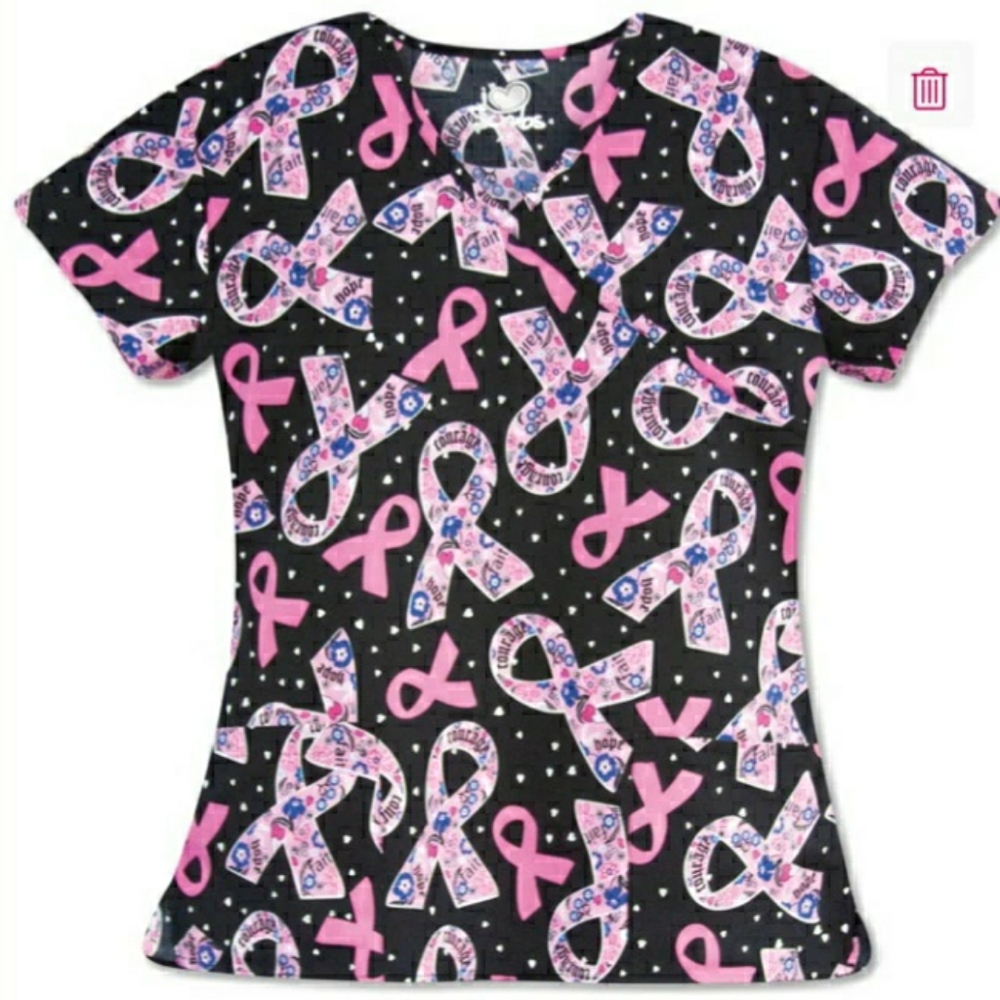 Pink Awareness Ribbons Scrub top